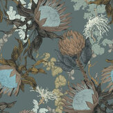 Proteas Dream Wallpaper - Conure Blue - by 17 Patterns. Click for more details and a description.