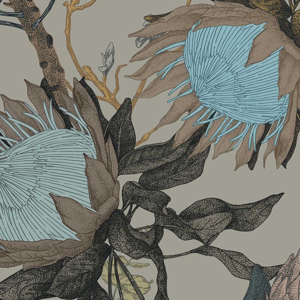 Proteas Dream Wallpaper - Woodland Grey - by 17 Patterns