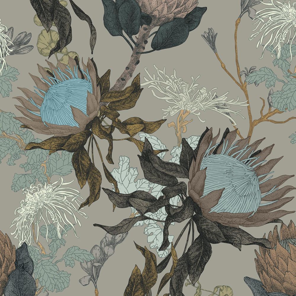 Proteas Dream Wallpaper - Woodland Grey - by 17 Patterns