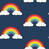 Retro Rainbow Wallpaper - Navy - by Albany. Click for more details and a description.
