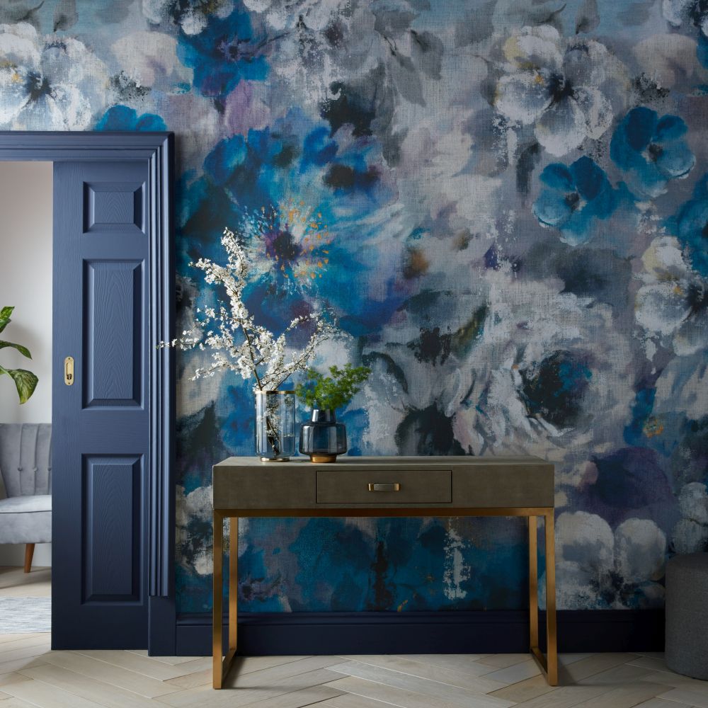 Bloom  Mural - Sapphire - by 1838 Wallcoverings