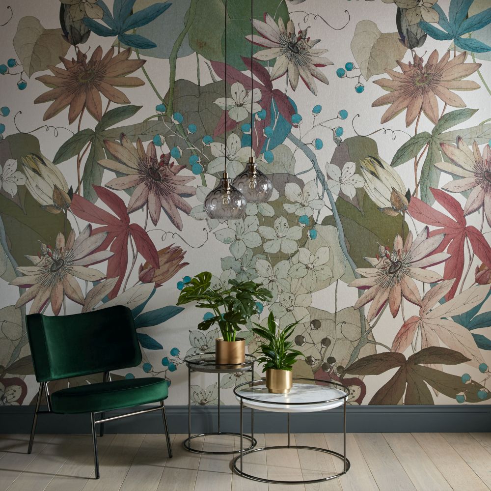 Clematis Mural - Autumn - by 1838 Wallcoverings