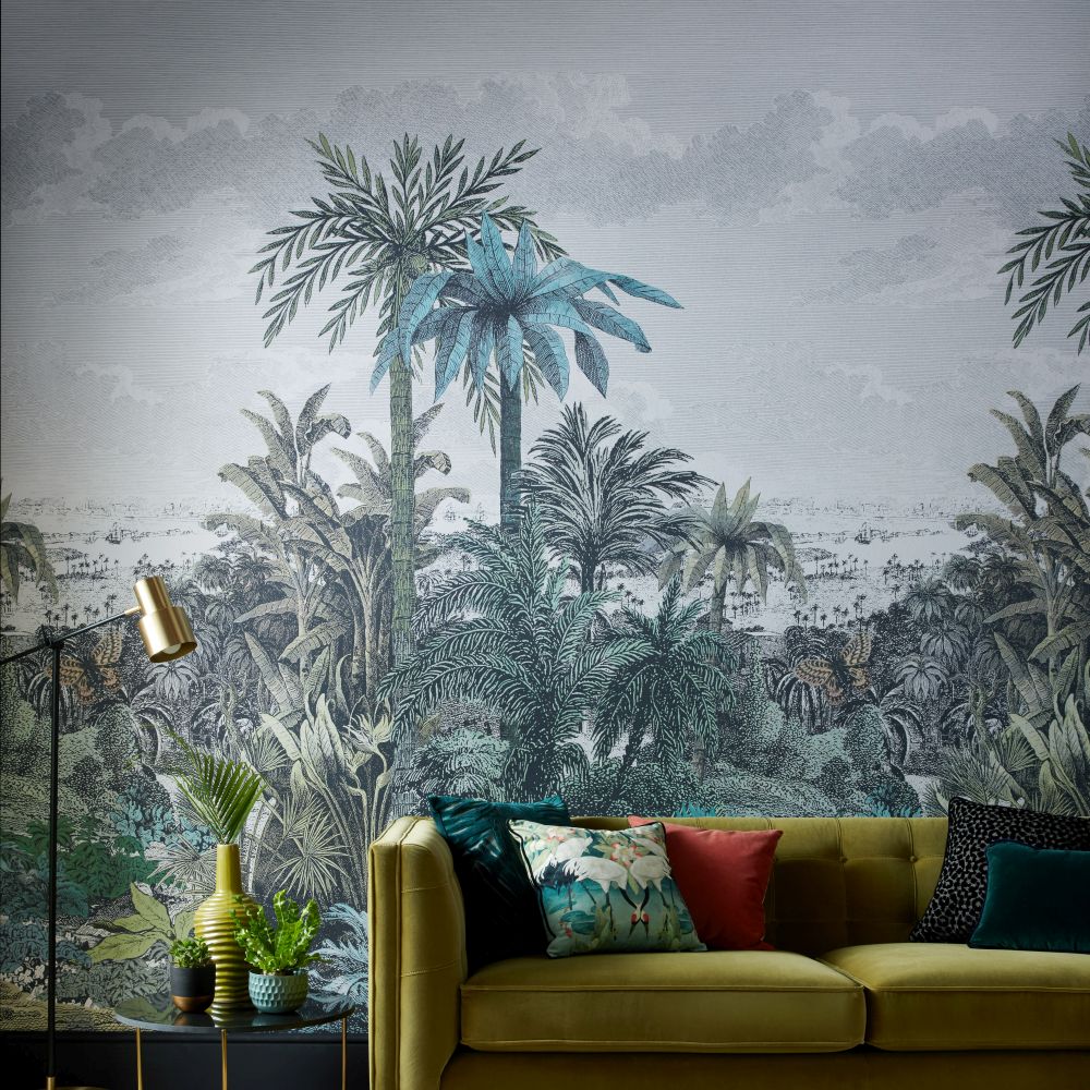 Paradise Found Mural - Emerald - by 1838 Wallcoverings