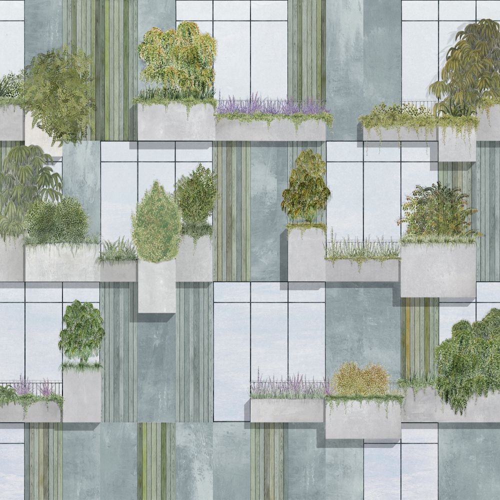 Vertical Forest Mural - Grey - by Coordonne