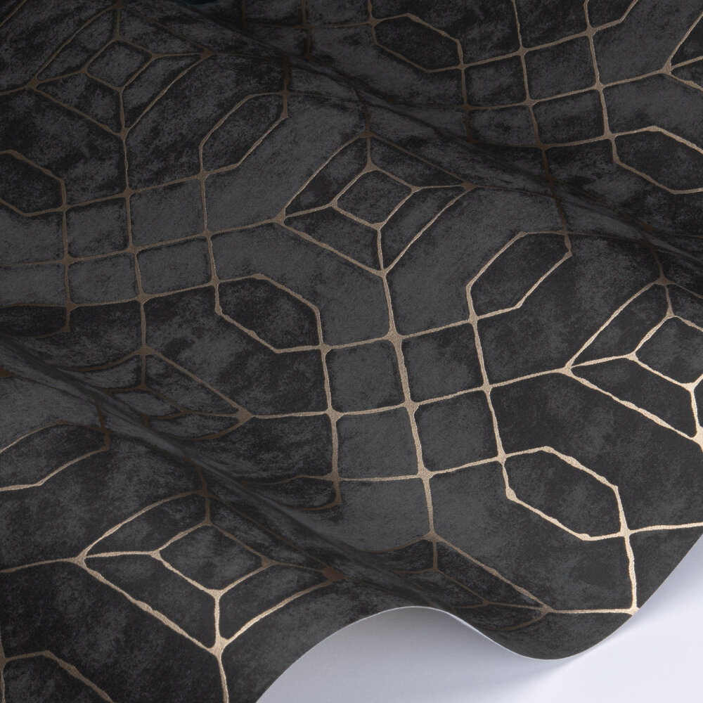 Geo Line Wallpaper - Charcoal - by Galerie