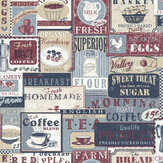 Enamel Signs Wallpaper - Blue - by Galerie. Click for more details and a description.