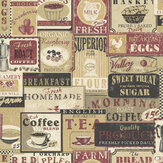 Enamel Signs Wallpaper - Red - by Galerie. Click for more details and a description.
