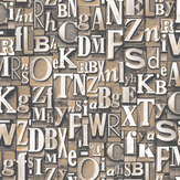 Block Letters Wallpaper - Bronze - by Galerie. Click for more details and a description.