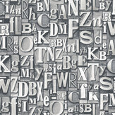 Block Letters Wallpaper - Silver Grey - by Galerie. Click for more details and a description.