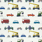 Just Keep Trucking Wallpaper - Tomato / Marine / Gecko - by Harlequin. Click for more details and a description.
