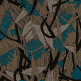 Prosa Wallpaper - Brown / Blue - by Tres Tintas. Click for more details and a description.