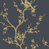 Bird Watching Wallpaper - Black / Gold - by Tempaper. Click for more details and a description.