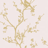 Bird Watching Wallpaper - Rose Pink / Gold - by Tempaper. Click for more details and a description.