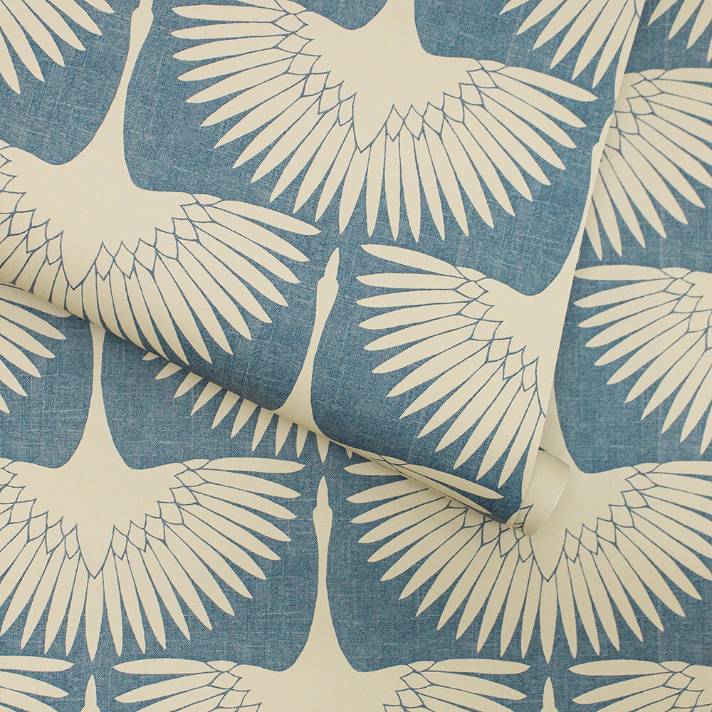 Feather Flock Wallpaper - Denim Blue - by Tempaper