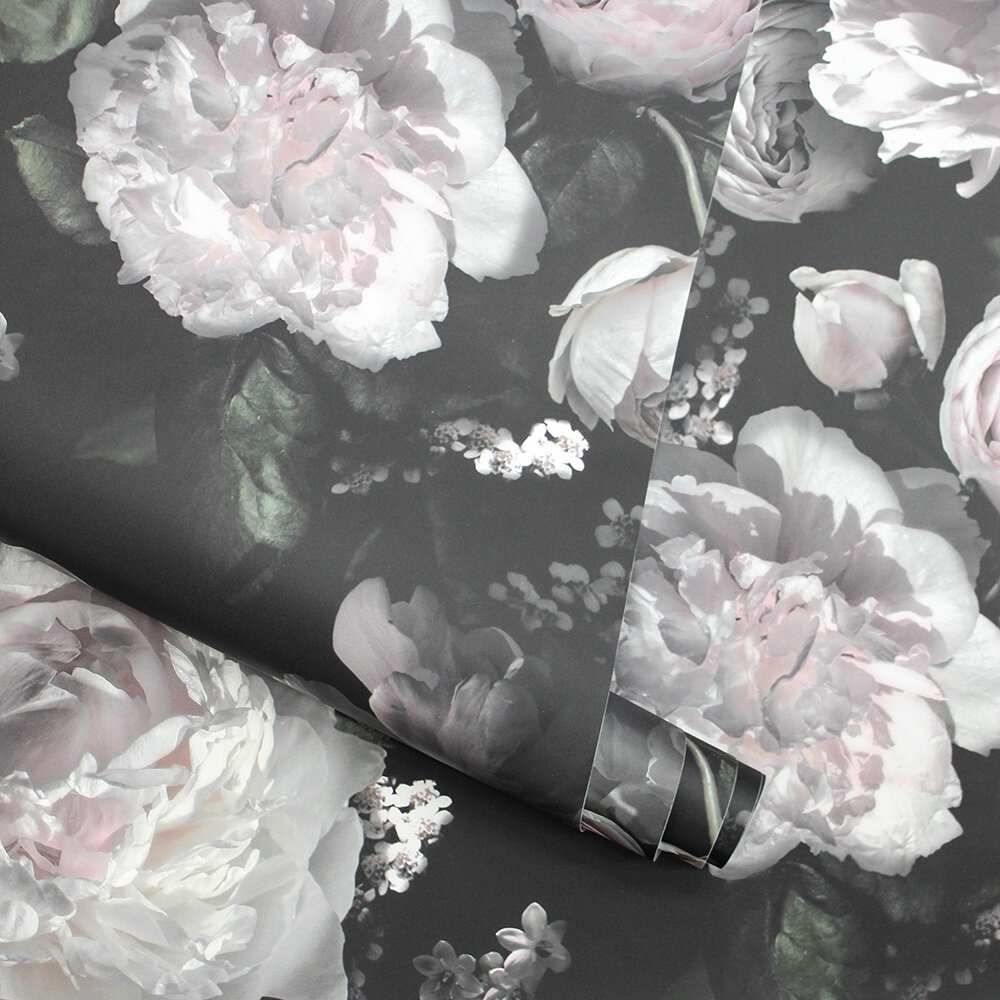 Moody Floral Wallpaper - Black - by Tempaper