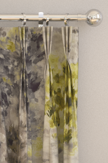 Fiore Curtains - Charcoal / Chartreuse - by Clarke & Clarke. Click for more details and a description.
