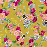 Mixed Bee Wallpaper - Mustard - by Lola Design. Click for more details and a description.