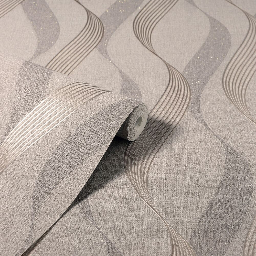 Luxe Ribbon Wallpaper - Mocha - by Arthouse