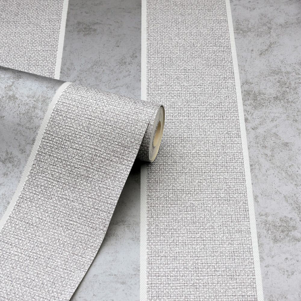 Calico Stripe Wallpaper - Grey - by Arthouse