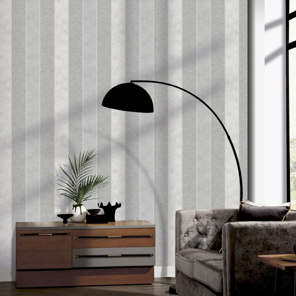 Calico Stripe Wallpaper - Grey - by Arthouse