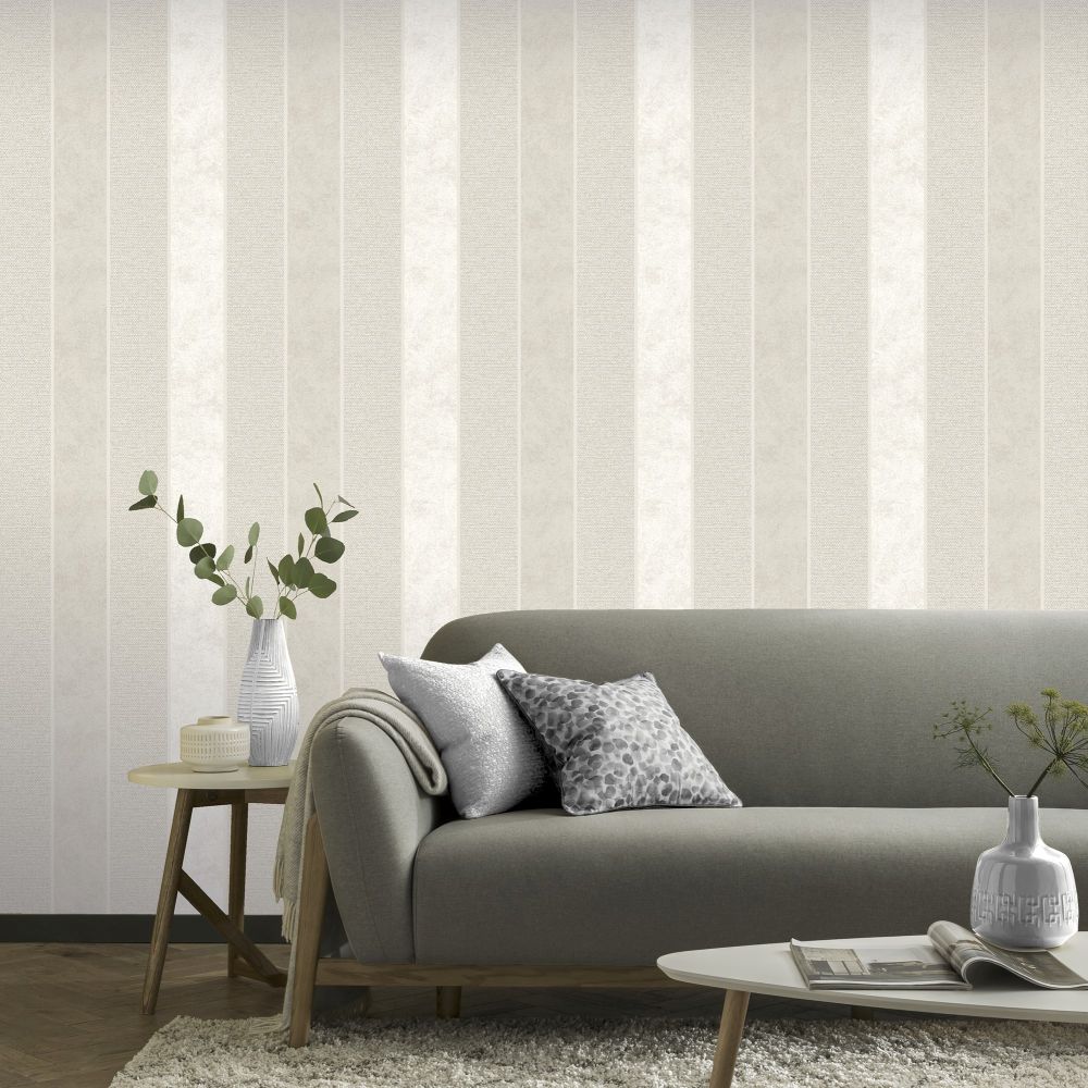 Calico Stripe Wallpaper - Neutral - by Arthouse