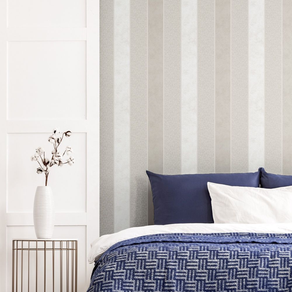 Calico Stripe Wallpaper - Neutral - by Arthouse