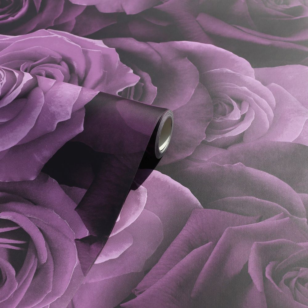 Austin Rose Wallpaper - Purple - by Arthouse