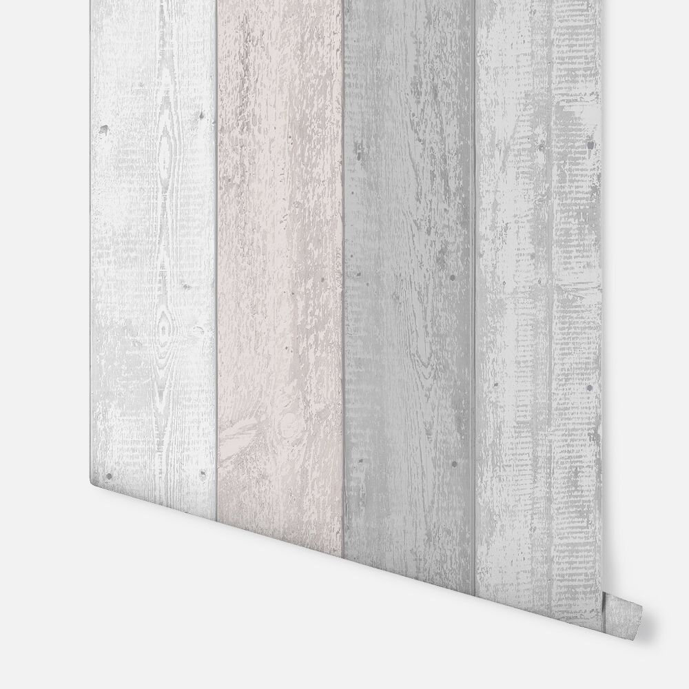 Painted Wood Wallpaper - Pink / Grey  - by Arthouse