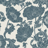 Papaver Wallpaper - White / Blue - by Galerie. Click for more details and a description.