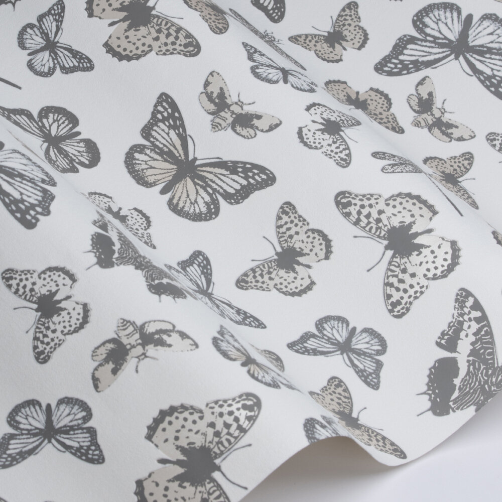 Butterfly Wallpaper - White / Beige - by Galerie