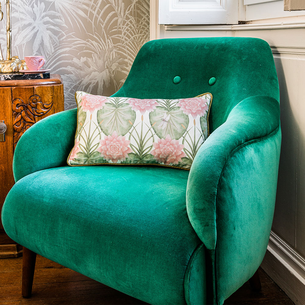 Lily Garden Rectangular Cushion - Cream - by The Chateau by Angel Strawbridge