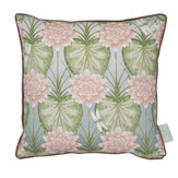 Lily Garden Square Cushion - Eau De Nil - by The Chateau by Angel Strawbridge. Click for more details and a description.
