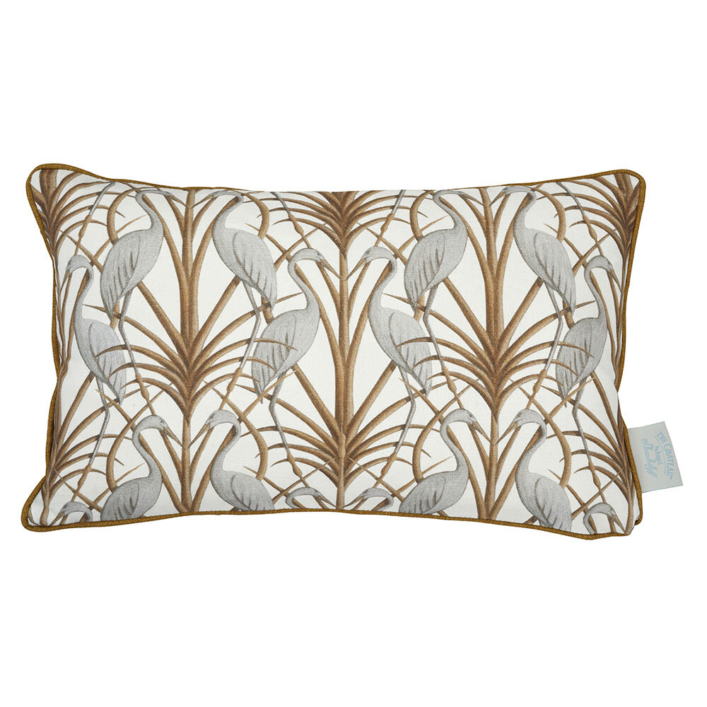 Nouveau Heron Rectangle Cushion - Cream - by The Chateau by Angel Strawbridge