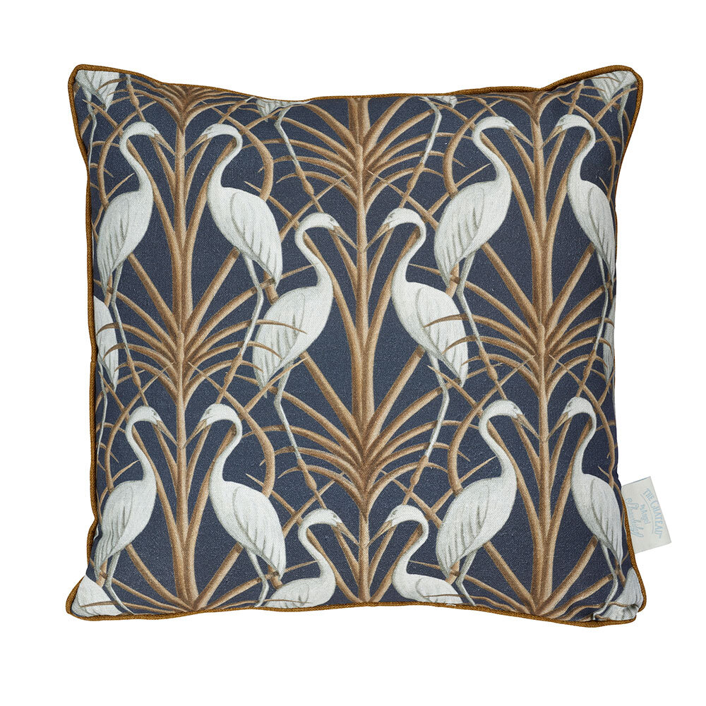 Nouveau Heron Square Cushion - Navy - by The Chateau by Angel Strawbridge