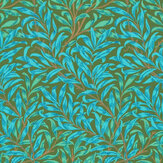 Willow Bough Wallpaper - Olive / Turquoise - by Morris. Click for more details and a description.