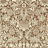 Sunflower Wallpaper - Chocolate / Cream - by Morris. Click for more details and a description.