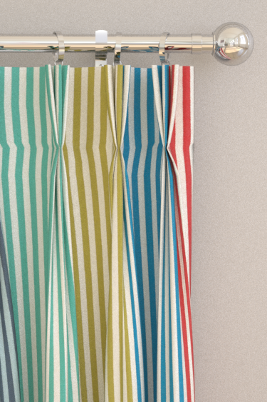 Funfair Stripe Curtains - Ink / Kiwi / Marine / Poppy - by Harlequin. Click for more details and a description.