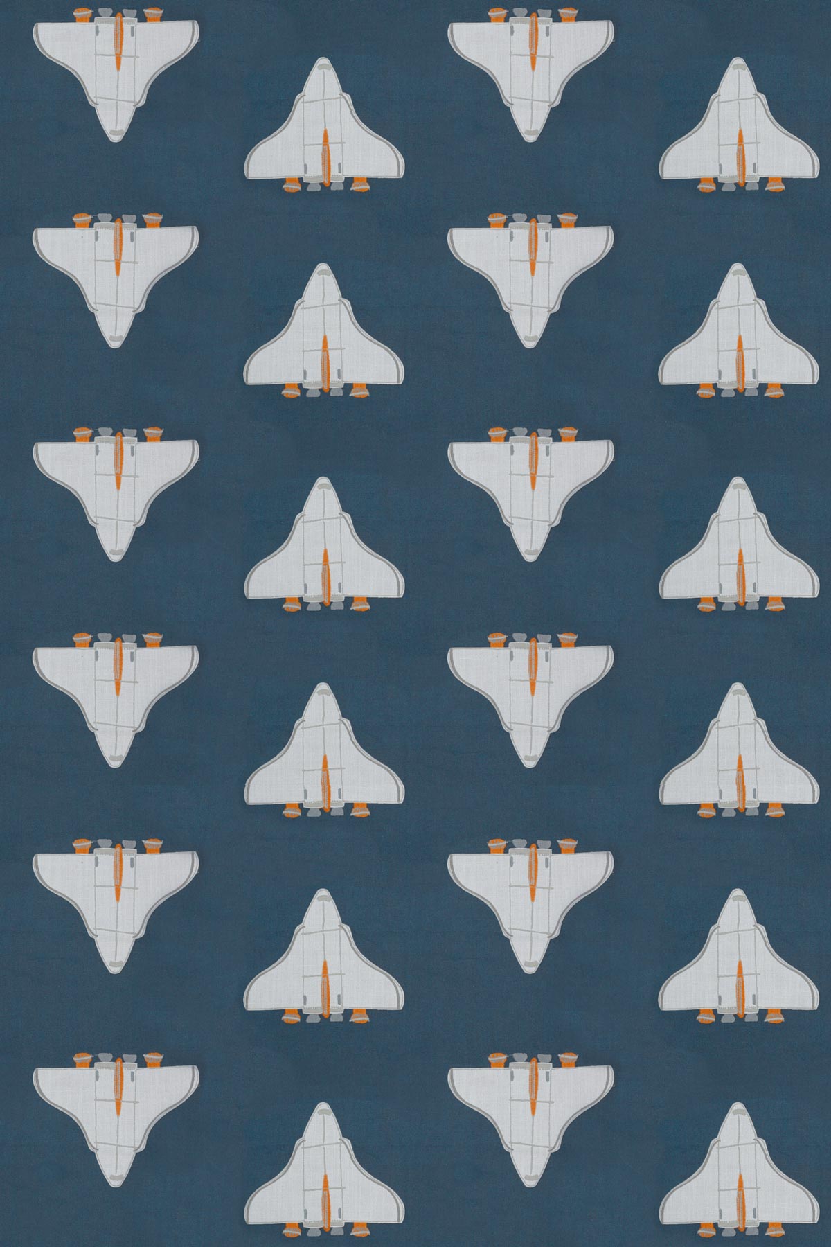 Space shuttle Fabric - Navy / Apricot - by Harlequin