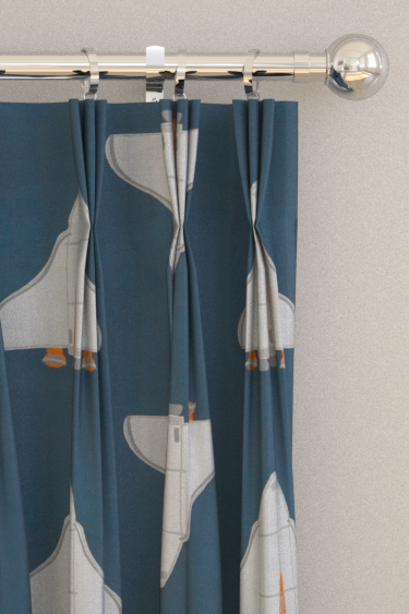 Space shuttle Curtains - Navy / Apricot - by Harlequin. Click for more details and a description.