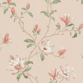 Marchwood Wallpaper - Coral / Sage - by Colefax and Fowler. Click for more details and a description.