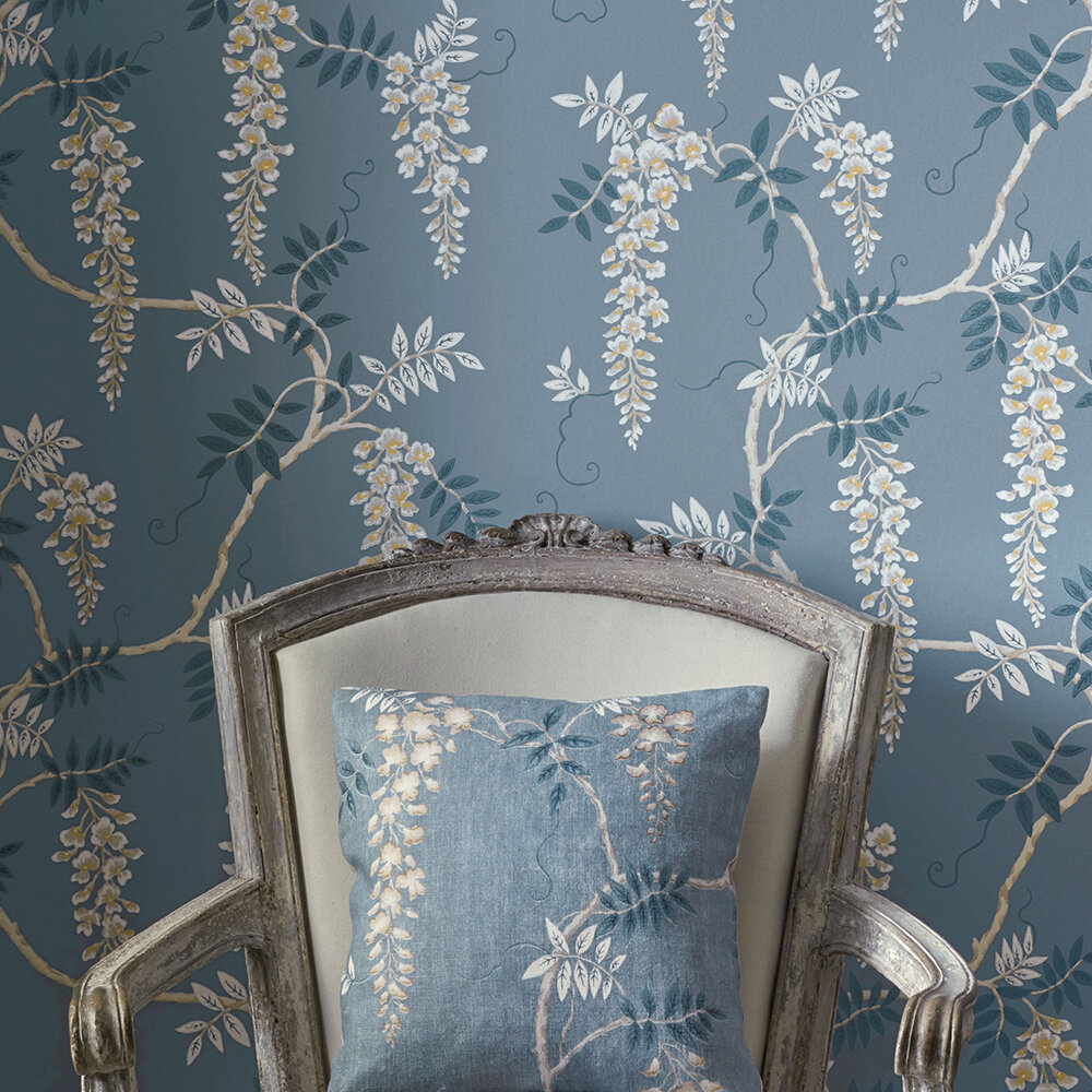 Grayshott Wallpaper - Navy - by Colefax and Fowler