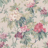 Mereworth Wallpaper - Pink / Forest - by Colefax and Fowler. Click for more details and a description.