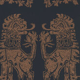 Papier peint Sicilian Lion - Noir d’ivoire / cuivre - Zoffany. Cliquez pour en savoir plus et lire la description.