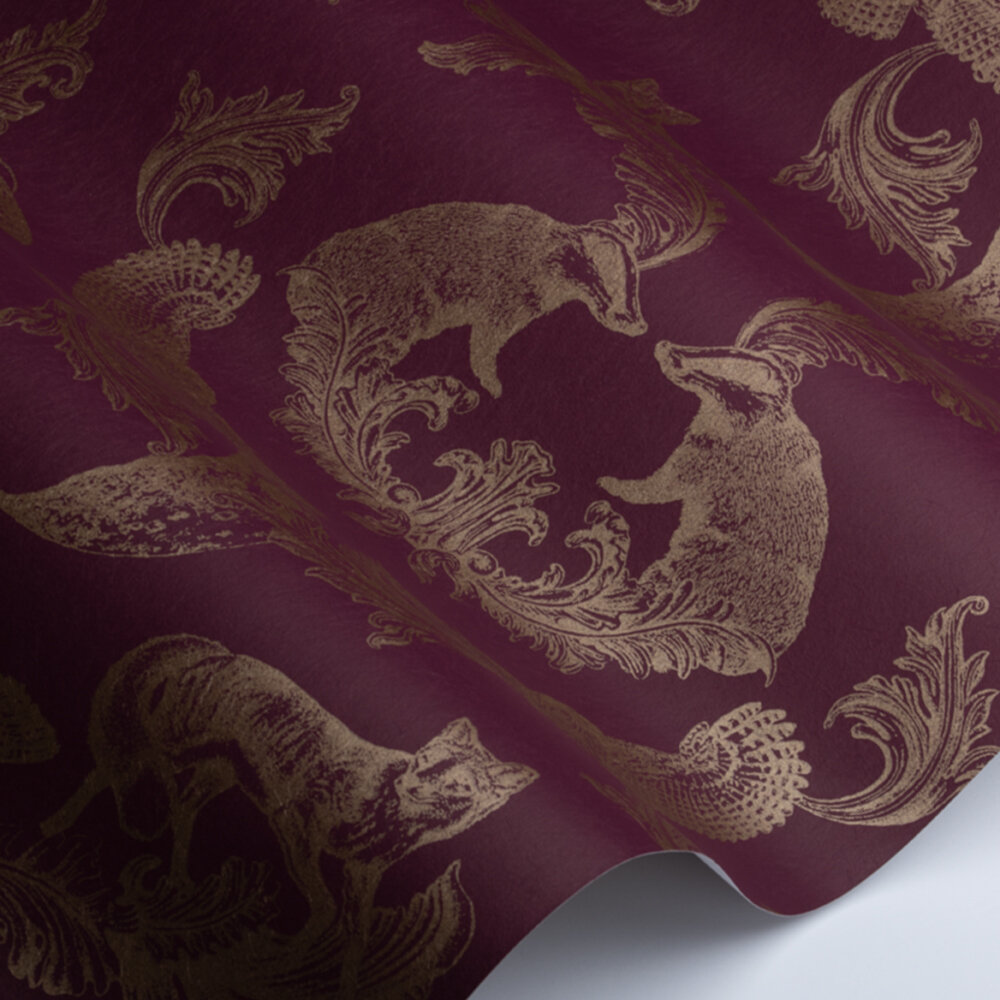 Dipped in Moonlight Wallpaper - Burgundy / Gold - by Graduate Collection