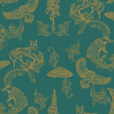 Dipped in Moonlight Wallpaper - Teal / Gold - by Graduate Collection. Click for more details and a description.