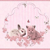 Frise Bunny & Kitten Border - Rose - Albany. Cliquez pour en savoir plus et lire la description.