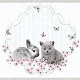 Bunny & Kitten Border - Grey - by Albany. Click for more details and a description.