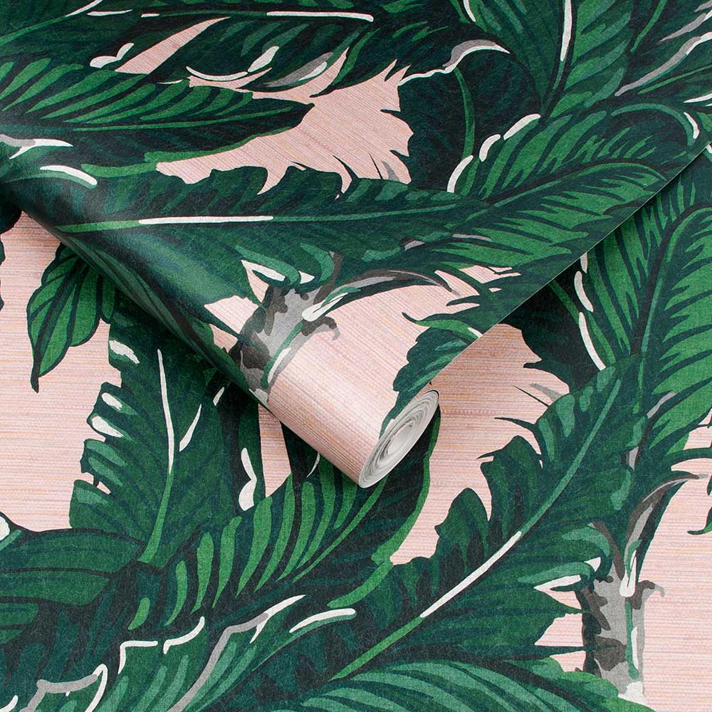 Daintree Palm Wallpaper - Blush - by Graham & Brown