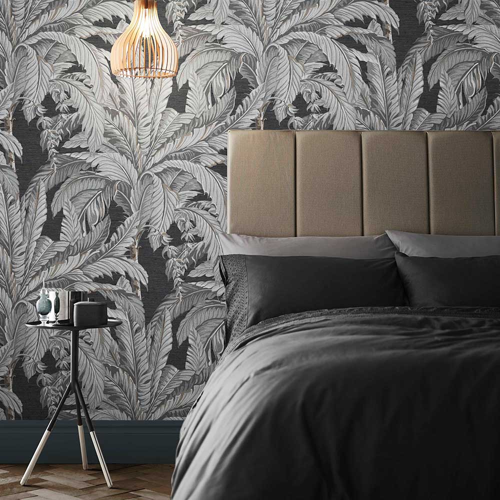 Daintree Palm Wallpaper - Sterling - by Graham & Brown