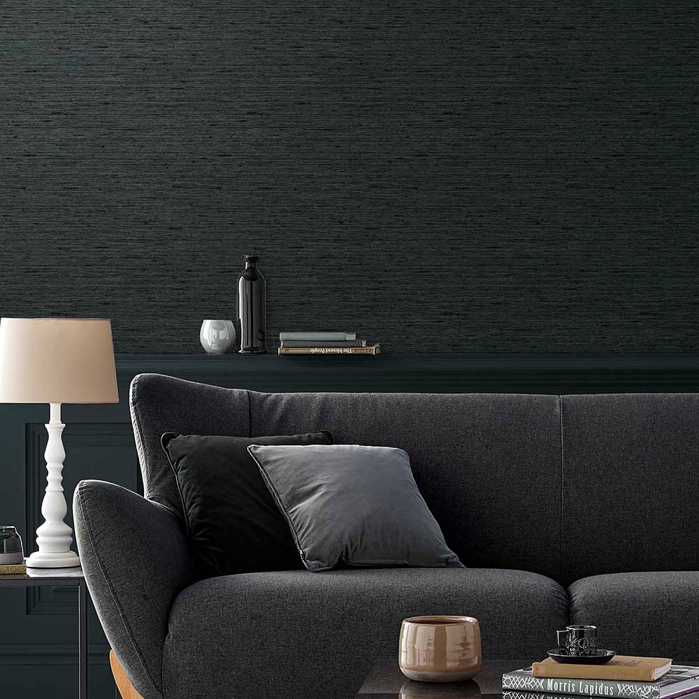 Silk Texture Wallpaper - Charcoal - by Graham & Brown